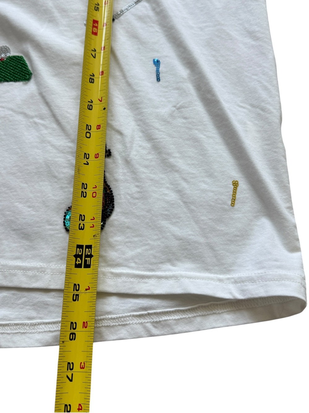Queen of Sparkles Scatter Golf Icon Sequin Tee White Pink Oversized Shirt Size L - Picture 12 of 13